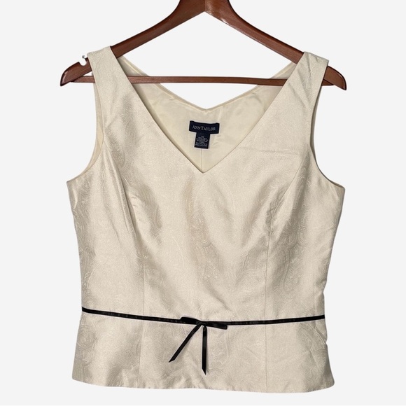 Ann Taylor Tops - NWT Vintage Ann Taylor Silk Jacquard Top Size 10 Sleeveless Black Ribbon Y2K